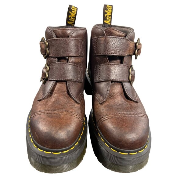 Dr. Martens Women's Size 9 Devon Flower Brown Leather Platform Boots - Picture 7 of 15